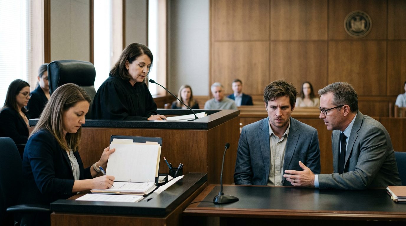 Judge presiding over Marchman Act emergency hearing with respondent and attorney present.